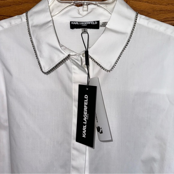 NWT Karl Lagerfeld Paris lady’s shirt 100% cotton size M - Picture 2 of 7